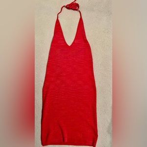 NWOT Wild fable backless halter top dress, pink and orange knit pattern